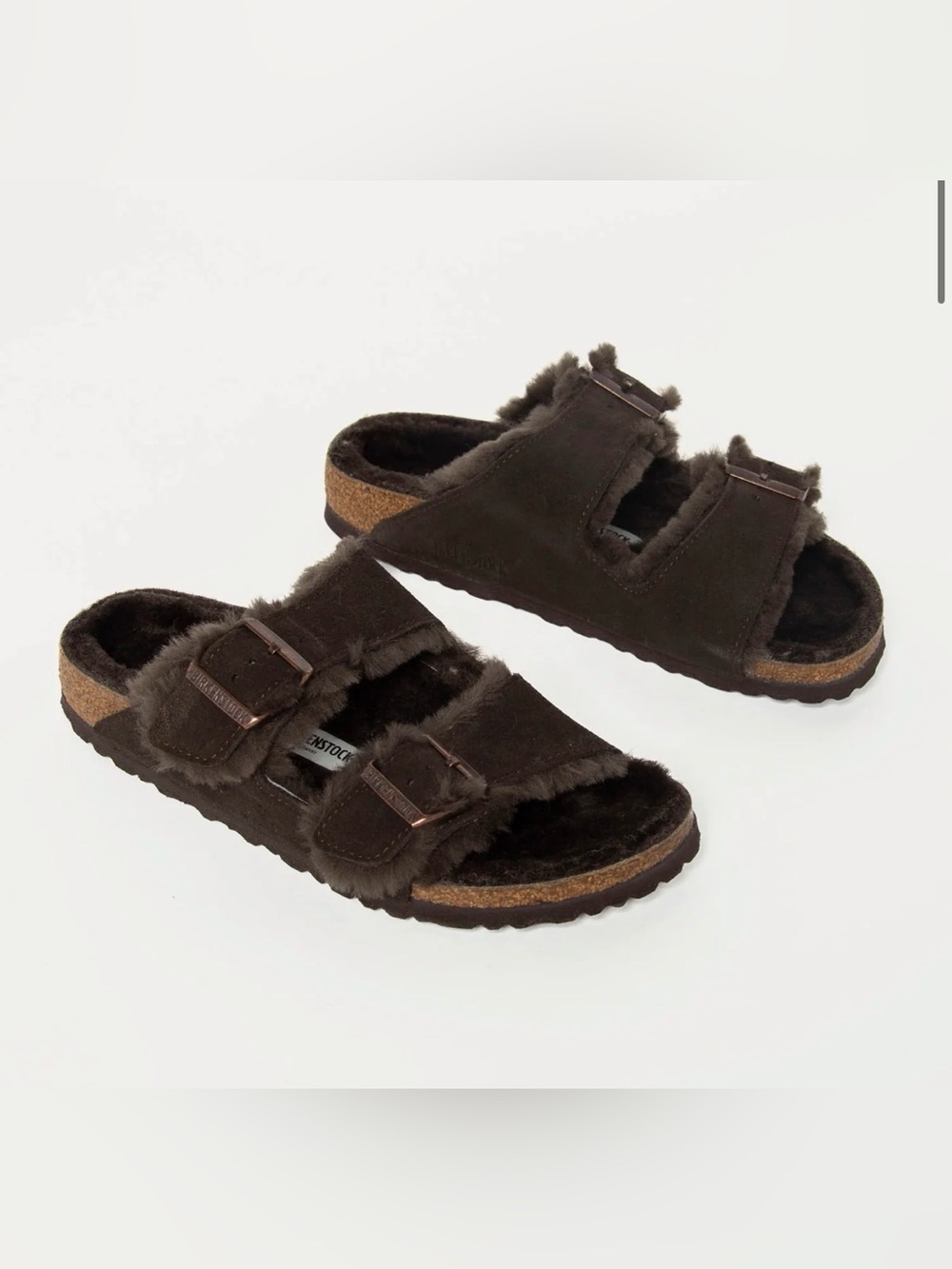 Birkenstock sandals brown fur size 6